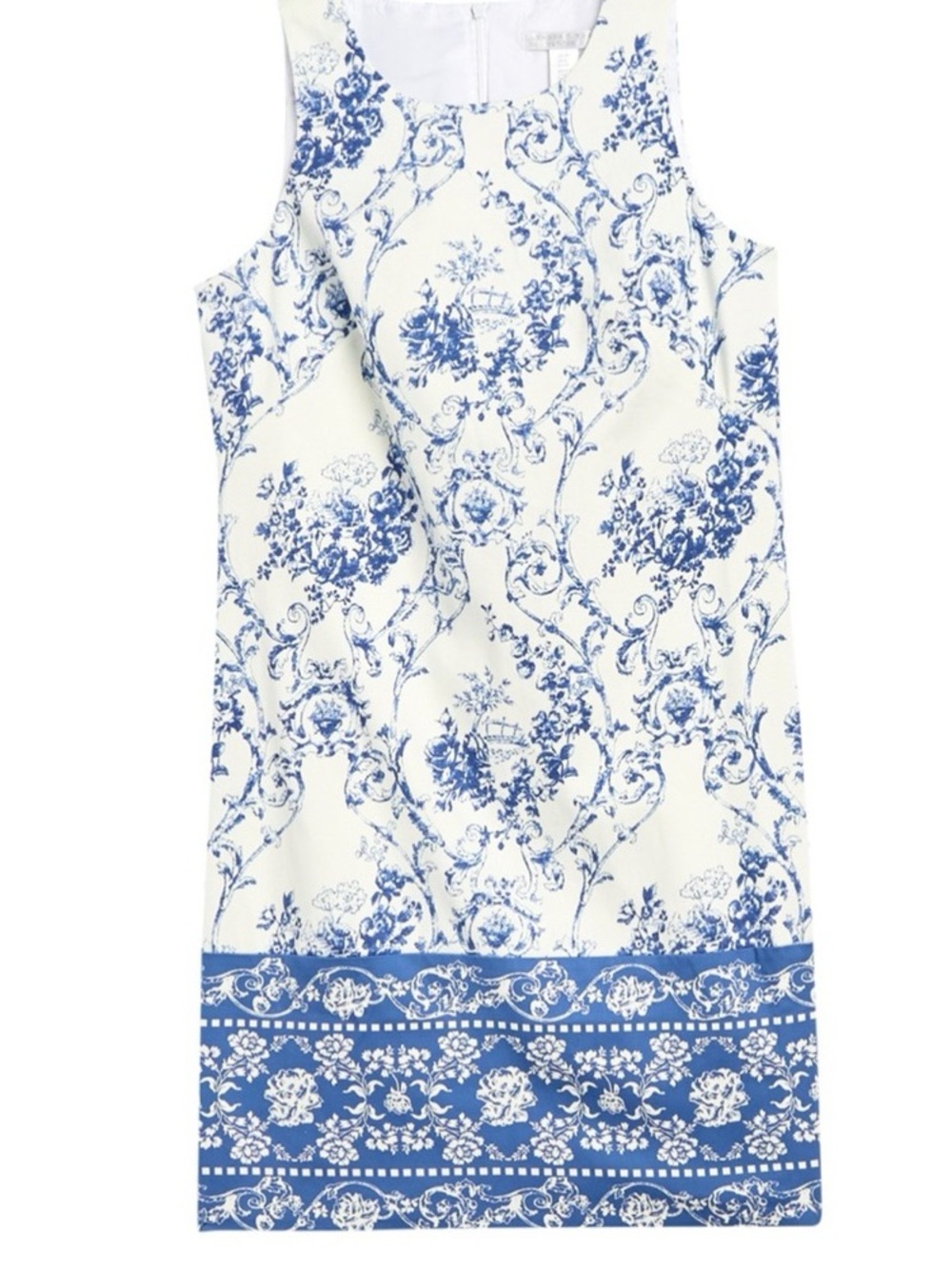 London Times Blue White Floral Shift Dress Sleeveless Wedding Guest Size 10